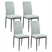 Set di 4 sedie da pranzo in tessuto, rivestimento verde chiaro gambe in ferro nero senza braccioli per sala da pranzo