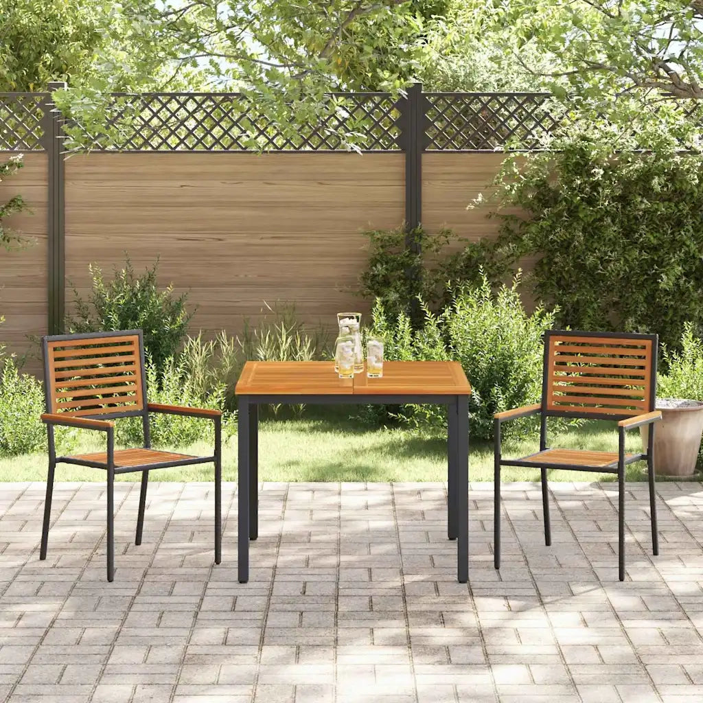 Set da Pranzo per Giardino 3 pcs Nero e Marrone polyrattan