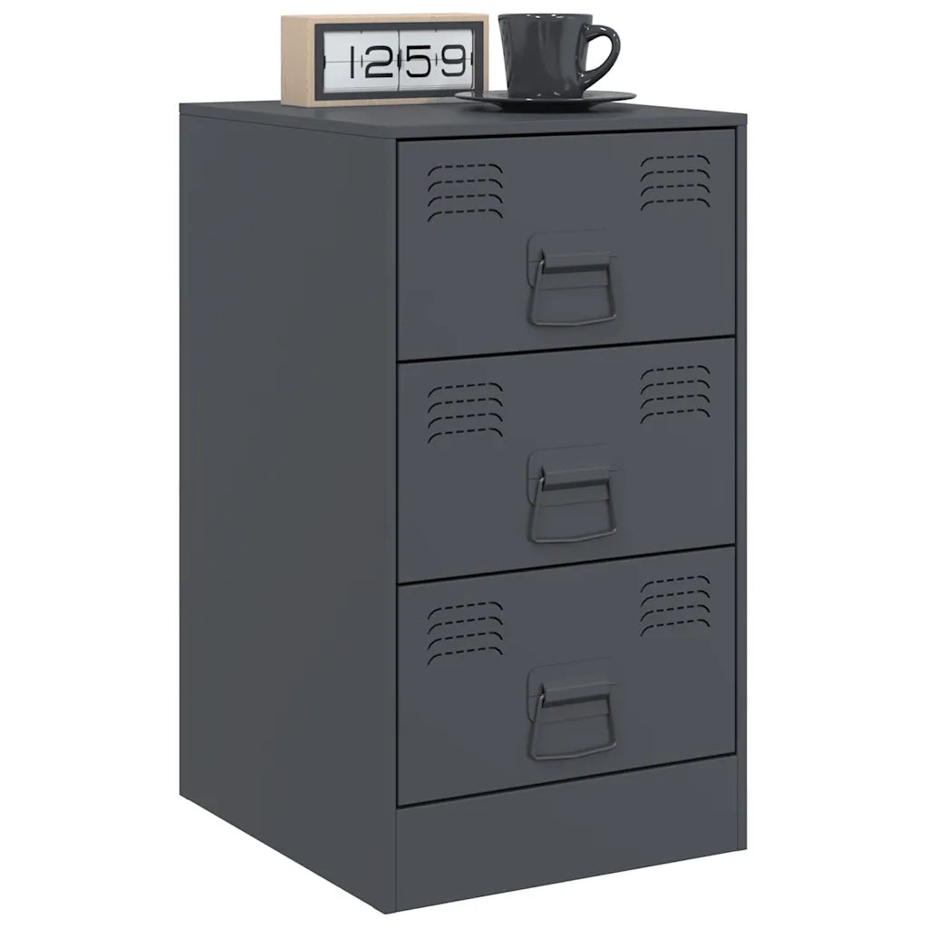 Set di 2 Comodini | Armadio da Notte | Mobiletto da notte Antracite 34,5x39x62 cm in Acciaio