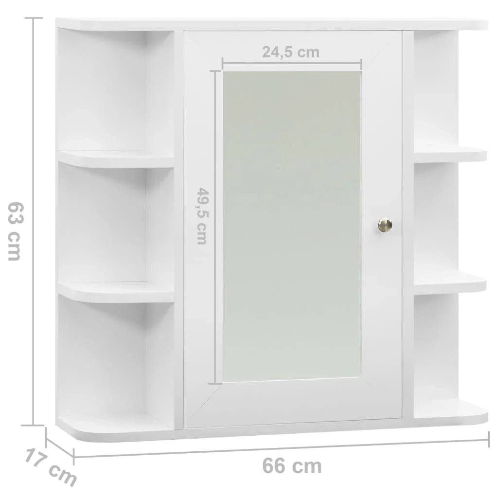 Mobiletto con specchio da bagno 66 x 17 x 63 cm MDF bianco 02_0006718
