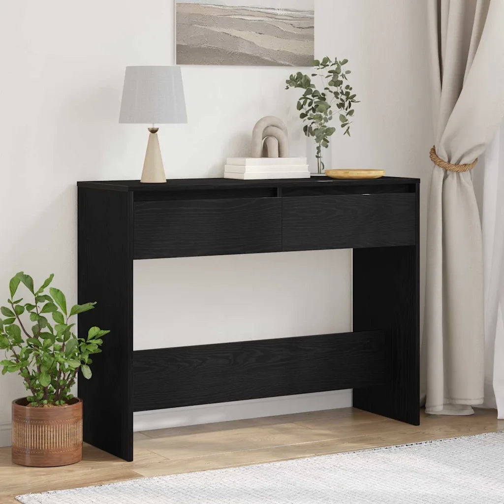 Tavolo consolle con cassetto Rovere Nero 100 x 35 x 76,5 cm 862708