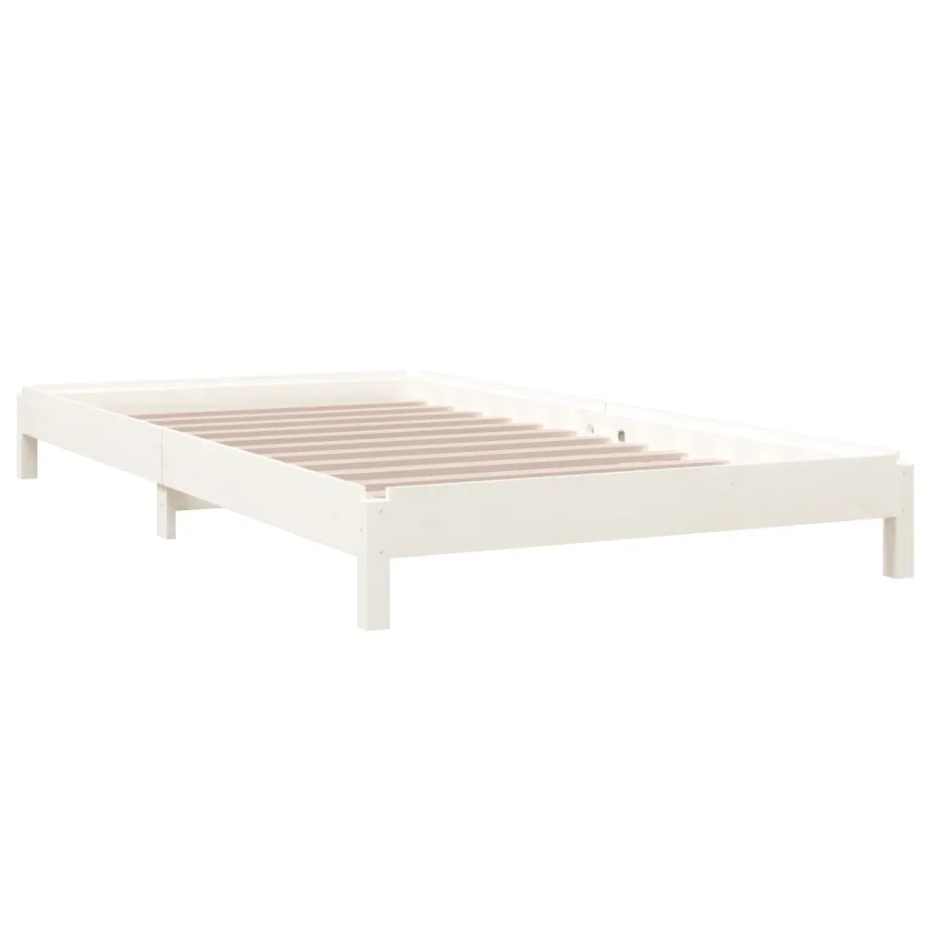 Letto singolo | Letto per adulti | Letto Impilabile Bianco 100x200cm in Legno Massello di Pino