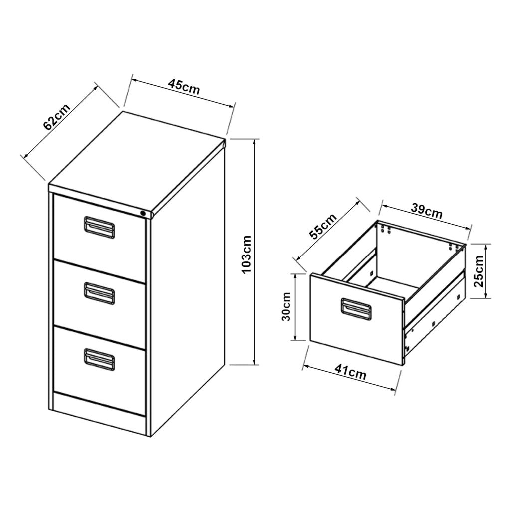 Mobiletto portaoggetti per ufficio acciaio 103 x 45 x 62 cm grigio 03_0009116