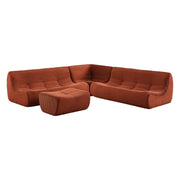 Divano angolare modulare con poggiapiedi in velluto a coste, 7 posti,
