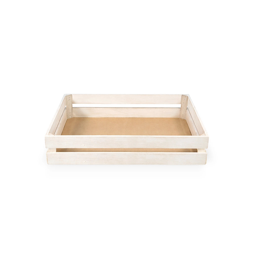 Cassette contenitori in Legno naturali Bianche da 5 Pezzi 28 X 18 X h 8 cm