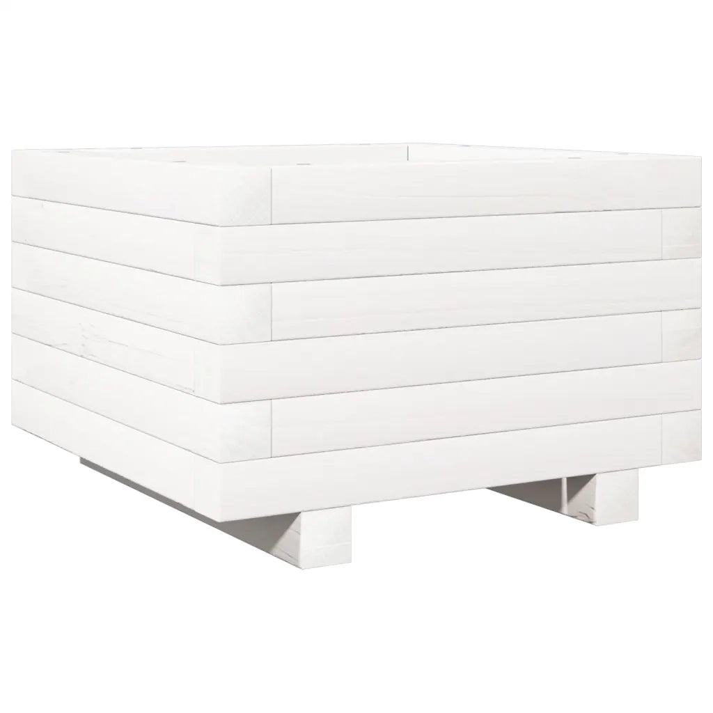 Fioriera da Giardino-Vaso da Esterno Bianca 40x40x26,5cm Legno Massello di Pino