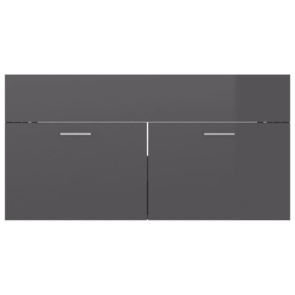 Mobile Bagno con Lavabo | Armadio Lavabo Integrato Grigio Lucido in Truciolato