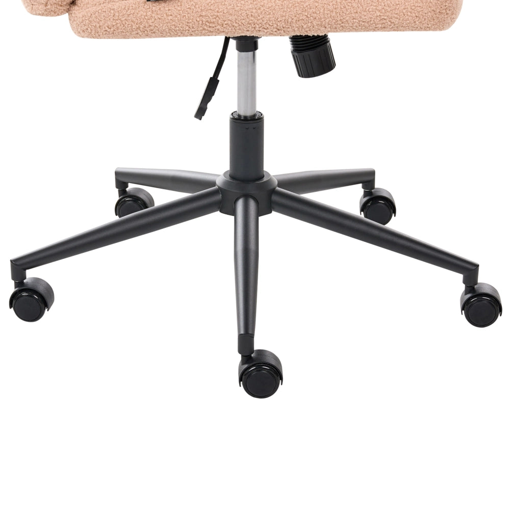 Sedia da scrivania per ufficio rosa pesca Boucle Teddy Rivestimento ampio senza braccioli Seduta pneumatica Base girevole Inclinabile