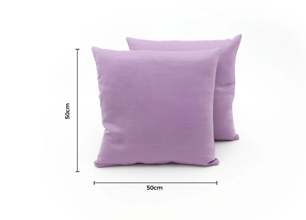 Coppia Cuscini Arredo Imbottiti Tessuto Ottoman In Tinta Unita Colore Lilla 37 - 50x50 - Lilla 37