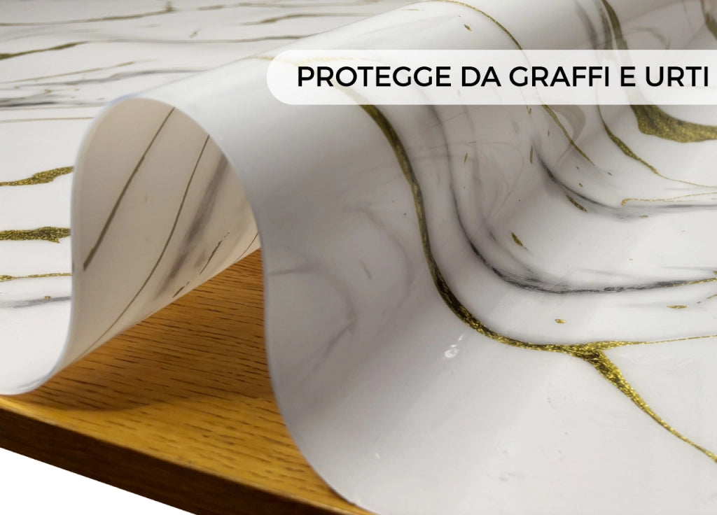 Tovaglia Antimacchia Plastificata PVC Proteggi Tavolo Crystal Marmo 1,55mm - 100X200 - D11