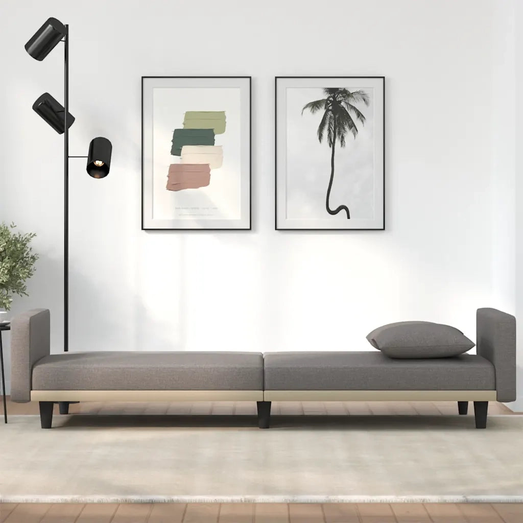 Divano Letto con Cuscini Tortora in Tessuto 351880
