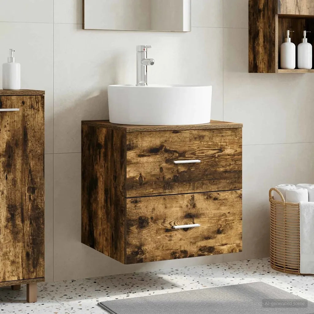 Mobile Lavabo da Parete Rovere Fumo 49,5 x 44,5 x 65 cm 890298
