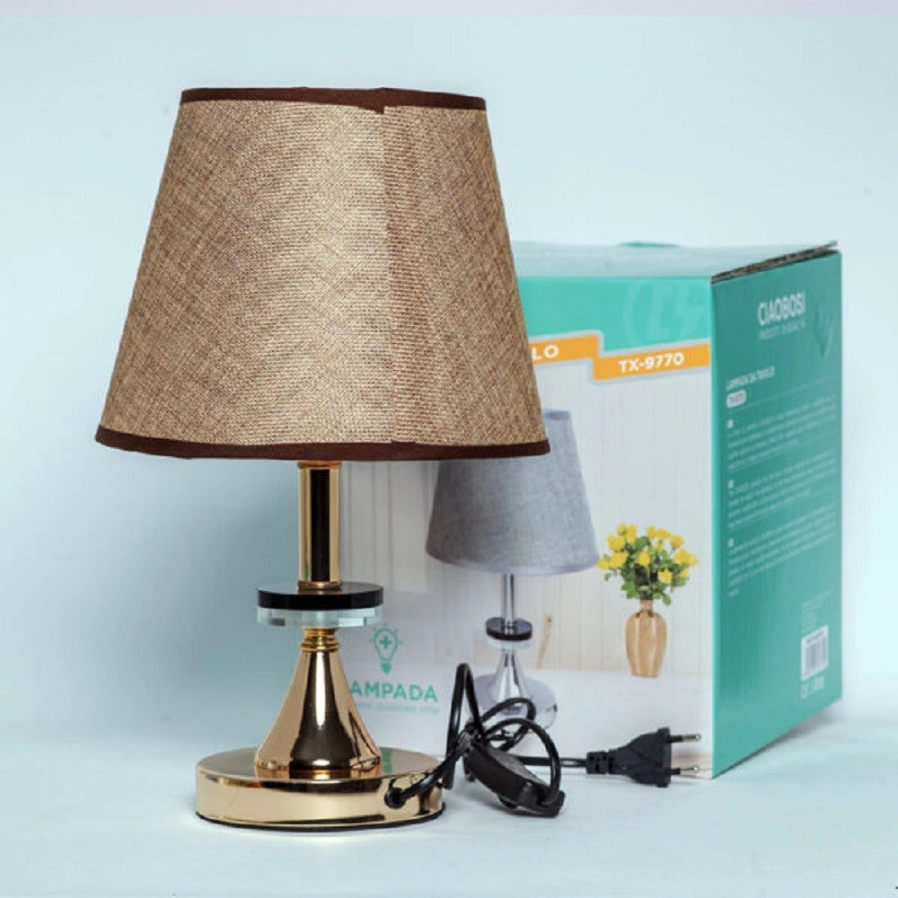 Trade Shop - Lume Lampada Da Tavolo Abat Jour Comodino Comò Arredo Camera Casa Luce Tx-9770 -