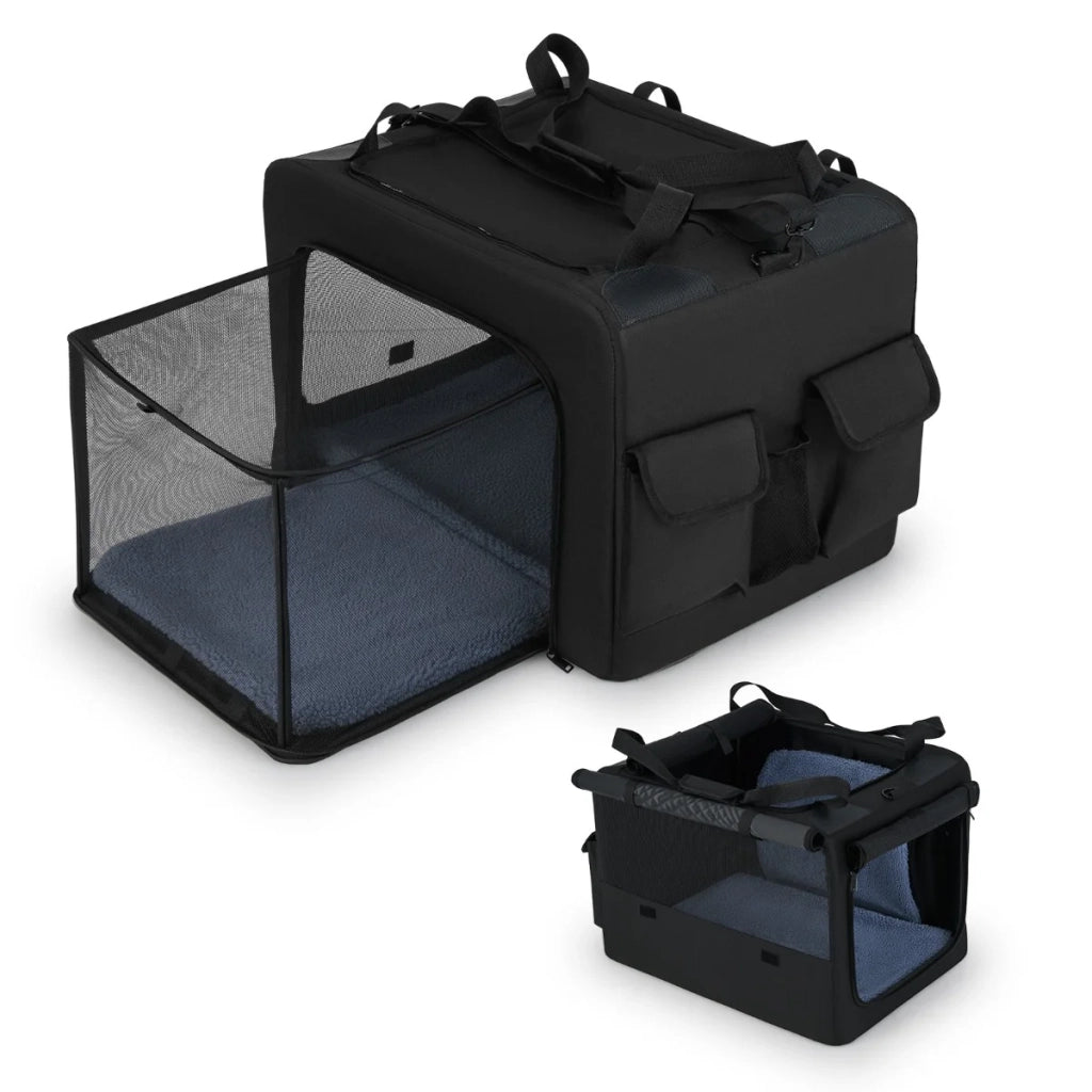 Gabbia per il trasporto di cani pieghevole 80 x 60 x 42 cm con facile accesso design portatile in tessuto Oxford nero 20_0010982