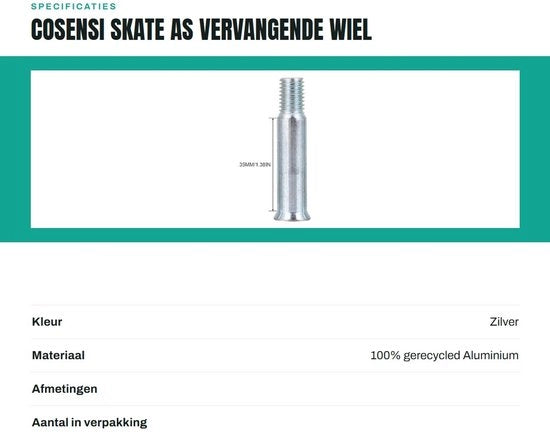 Bout Schroef 15 Stuks per Set - Skate As - Pattinaggio Inline - Ricambio - 35mm - Attrezzatura Sportiva