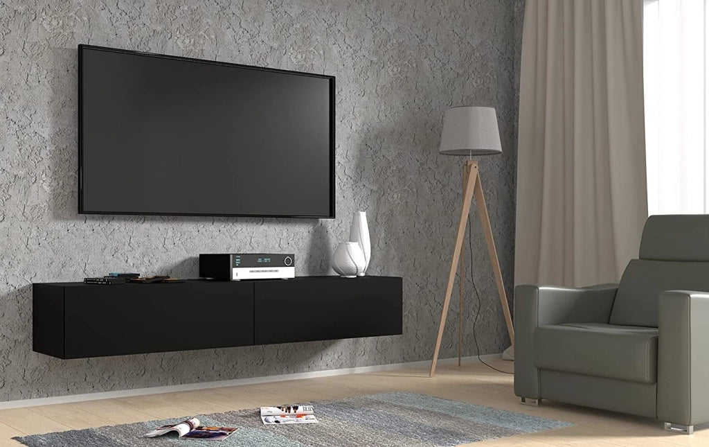 MOBILE TV PORTA TV STAND TV SOGGIORNO BINGO 180x40x30 NERO OPACO