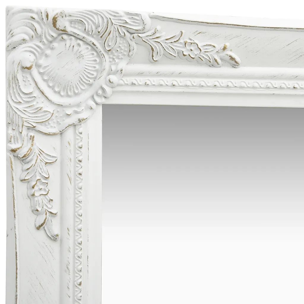 Specchio da Parete Stile Barocco 40x40 cm Bianco 320304
