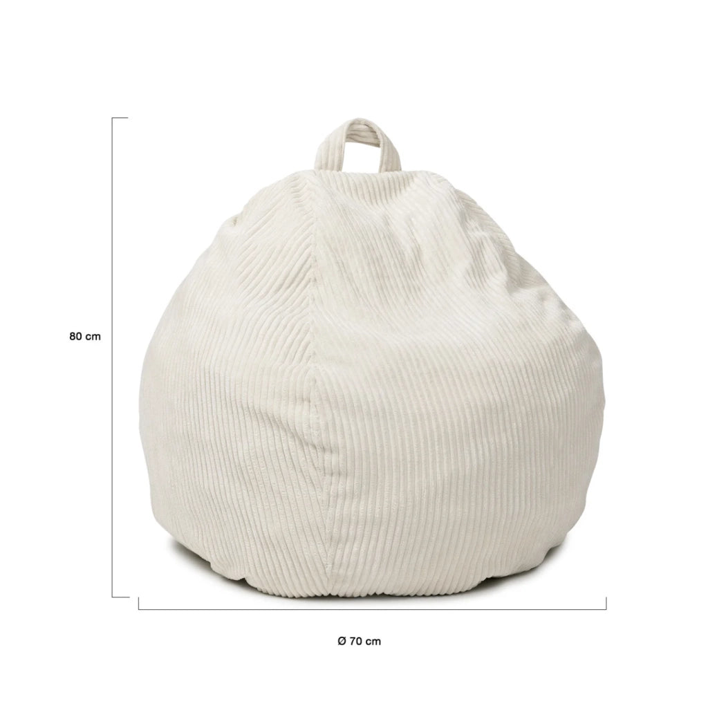 IDMarket - Pouf a forma di pera in velluto a coste beige HORTENSE