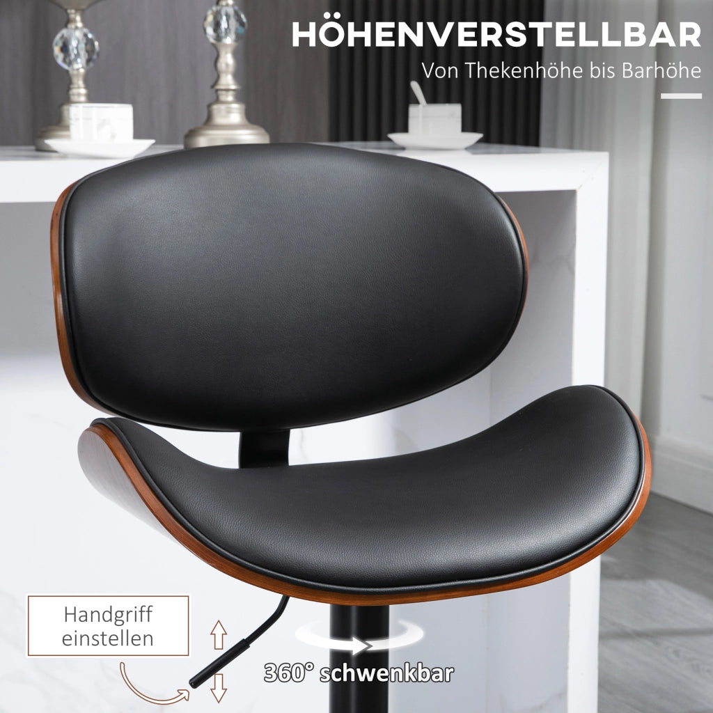 SGABELLO ALTO Set da 2 pezzi regolabile 53x52x92-112 cm Nero in pelle