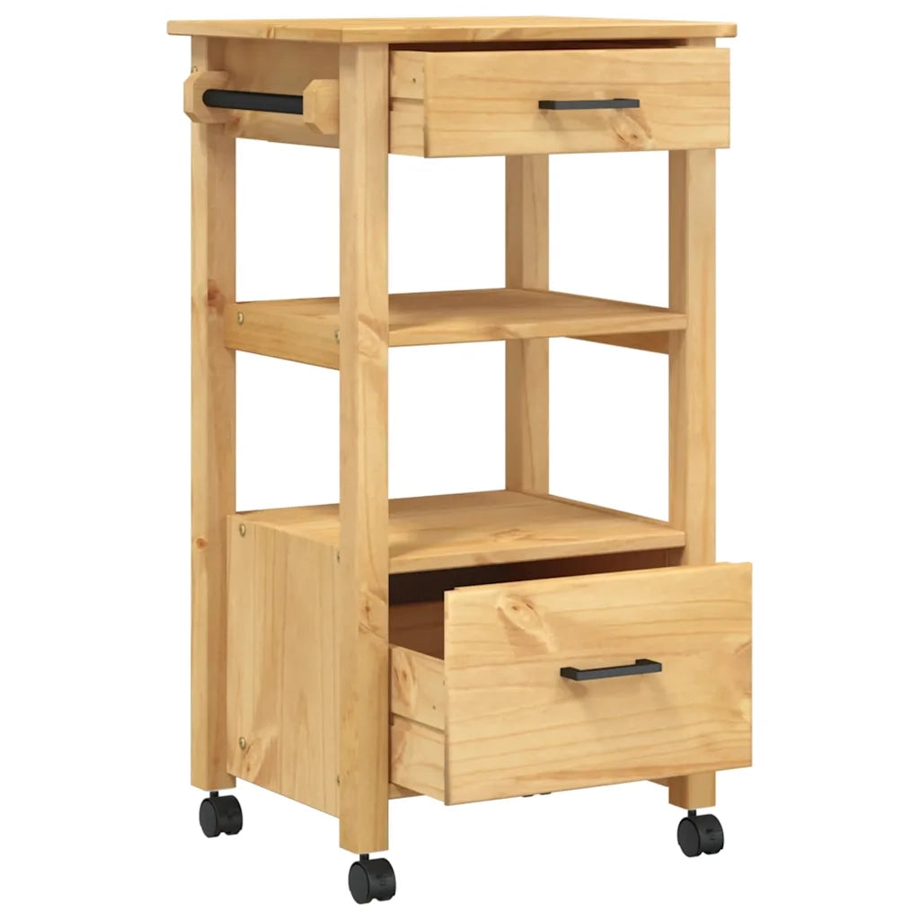 Carrello da Cucina MONZA 48x40x88,5 cm in Legno Massello di Pino 376085