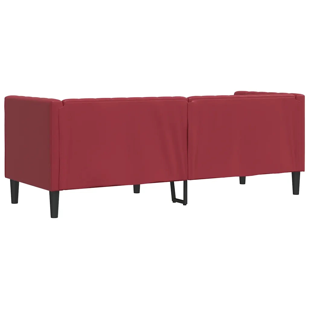 Divano Sedia-Poltrona Chesterfield a 3 Posti Rosso Vino in Similpelle