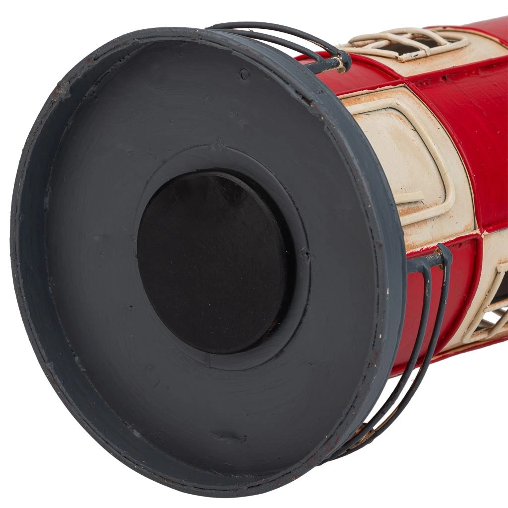 Faro salvadanaio in metallo rosso 12x12x31h