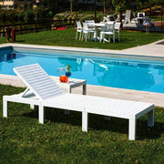 Lettino prendisole Ababahi, Sdraio da giardino regolabile, Lettino da esterno, 100 % Made in Italy, Cm 195x65h78, Bianco