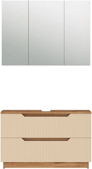 Set di mobili da bagno Lotta, Rovere/cashmere a righe, 2 parti