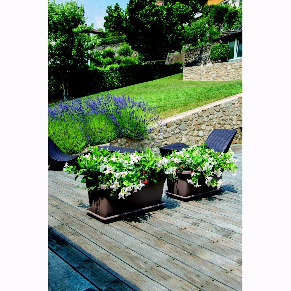 Vaso Rettangolare + Sottovaso in Plastica PPL Colore Antracite 100x45x40H cm 110 Litri (MEGA)