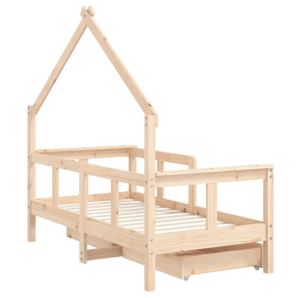 Giroletto Bambini con Cassetti 70x140 cm Legno Massello di Pino