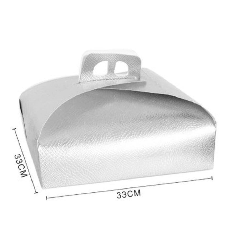 Trade Shop - Set 3 Pz Scatola Porta Torta Argento 33x33cm Dolci Pasticceria Festa Party 58014 -