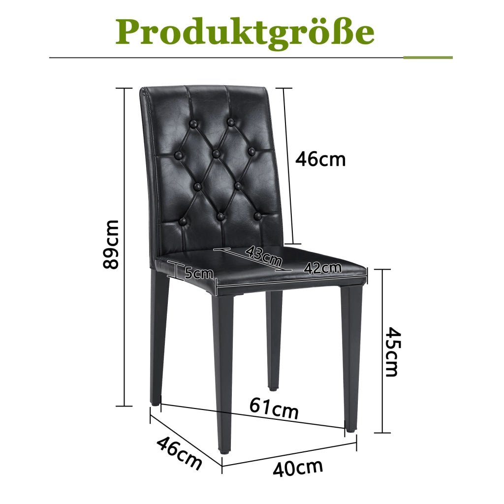SEDIA da pranzo Set da 4 pezzi in PU nero con gambe in metallo nero