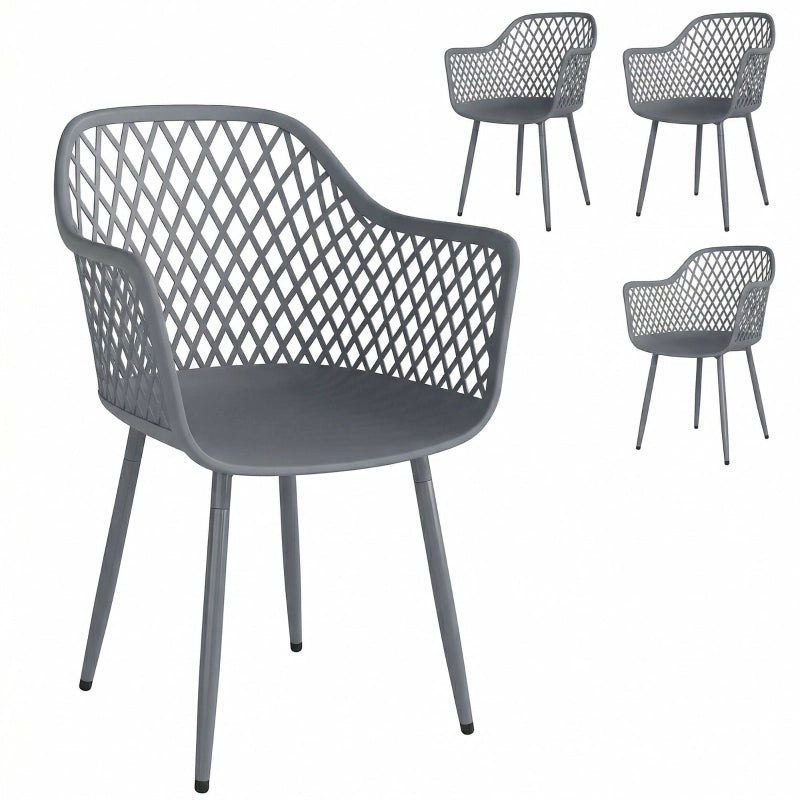 SEDIA da giardino Set da 4 pezzi 56 x 51 x 84 cm Grigio scuro Metallo