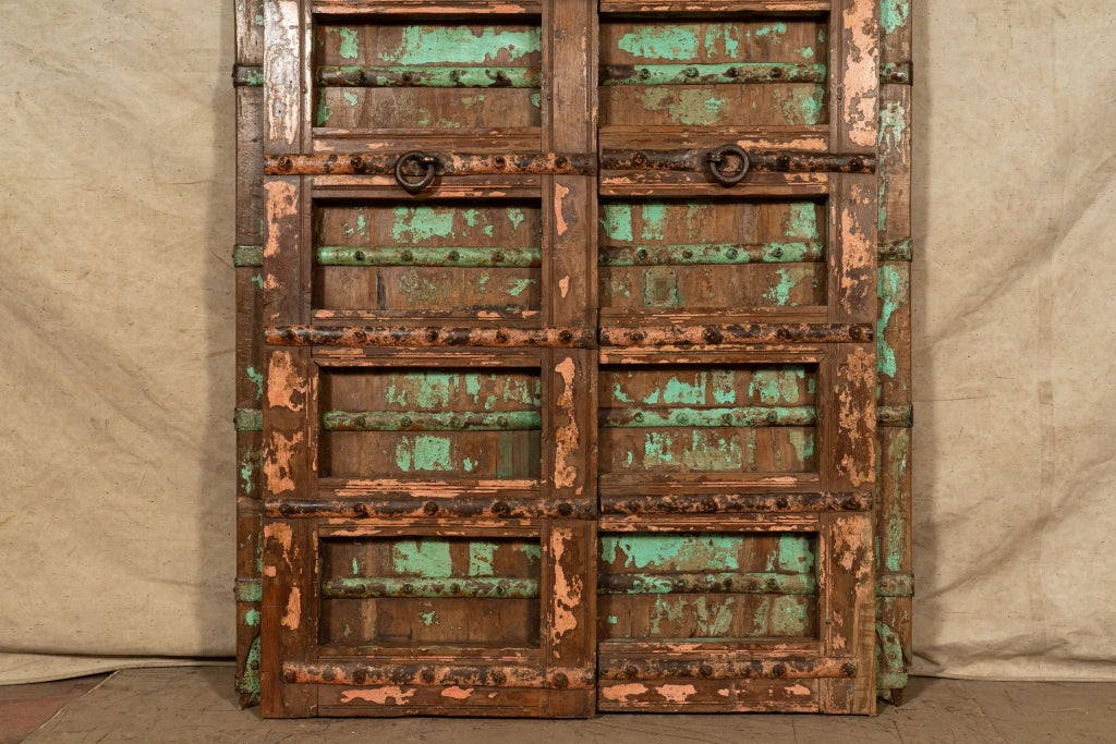 Biscottini Porta portone in legno massello e ferro da interno o da esterno vecchia e antica medievale scorrevole