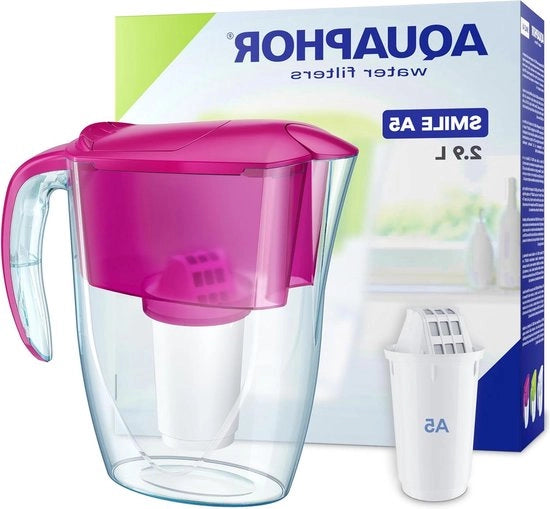 Filtro per acqua 29 l per porte del frigorifero - studentesco, leggero e spazievole - inclusa 1 x A5 350L filtro - riduce la calcificazione, il cloro e le microplastiche - rosso