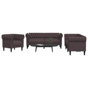 Set di Divani 3 pz Marrone Scuro in Tessuto 3209194