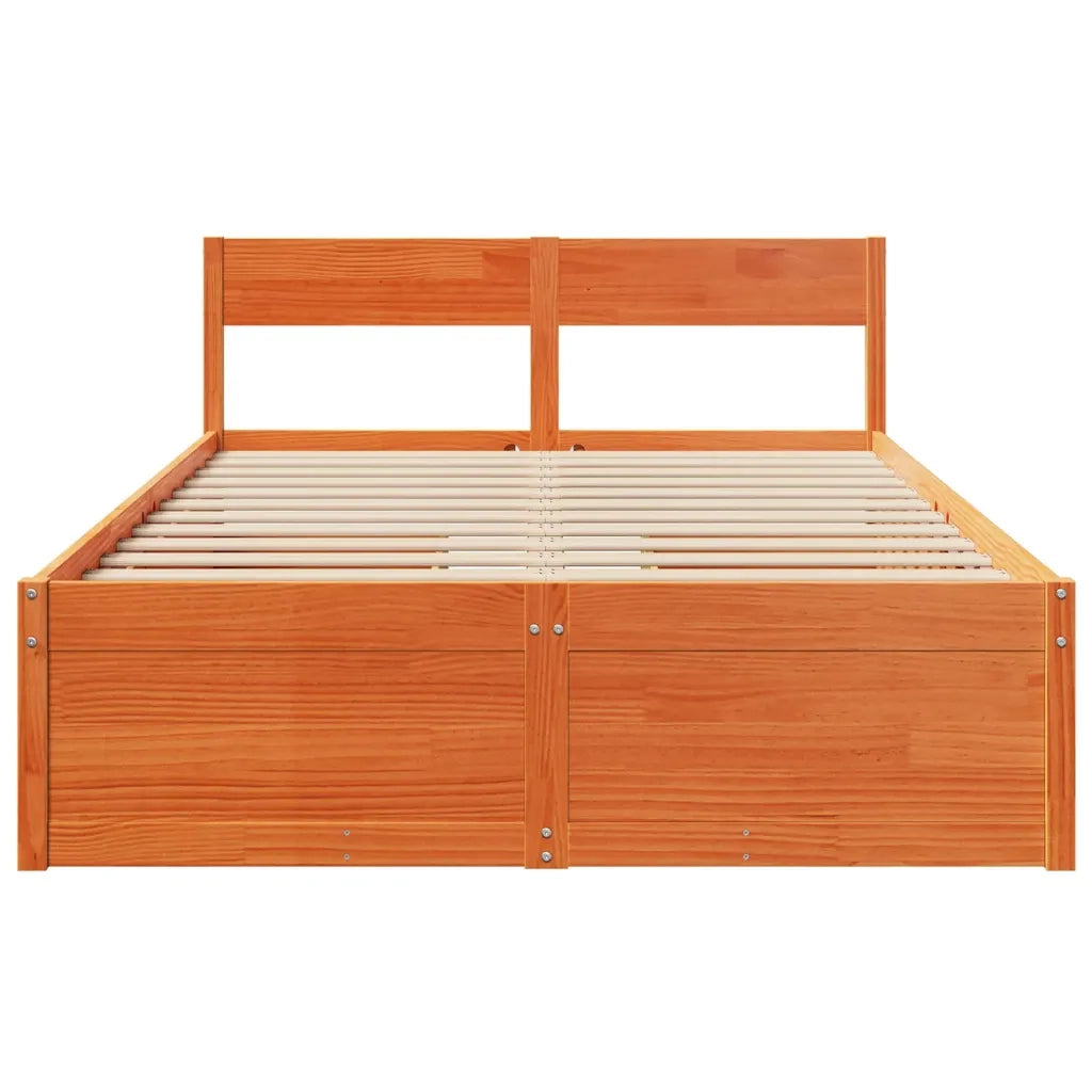 Letto senza Materasso Marrone Cera 140x190 cm in Legno di Pino 3282356