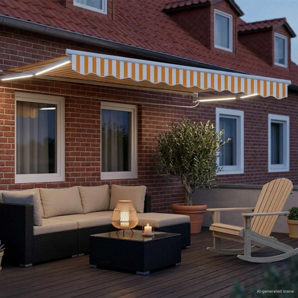 Tettuccio Elettrico Retrattile Arancione e bianco 3,5 x 2,5 m