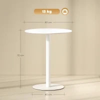 Tavolo da Cucina Rotondo per 2 Persone dal Design Moderno in Acciaio, Ø60x72 cm, Bianco