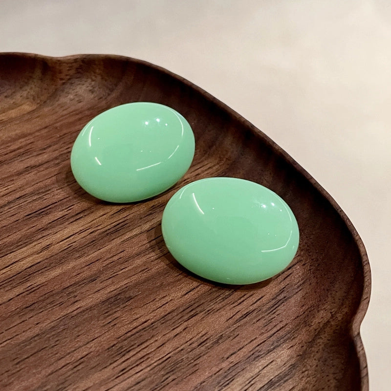 Orecchini a lobo ovali verde menta in stile resort per donna in argento sterling