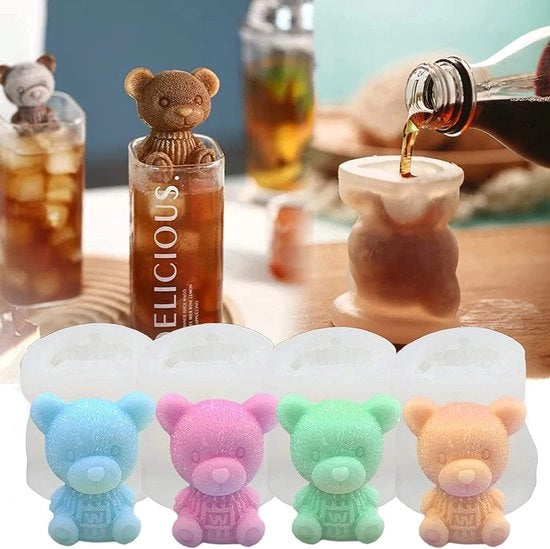 Forme per ghiaccio in forma di cubo - 4 pezzi - Silicone - BPA libero - Flessibile - Per bevande e decorazione di torte - Forma in silicone