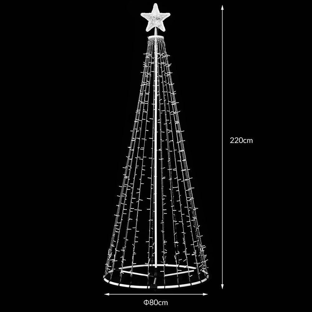 Albero Natale Luminoso LED RGB Multicolore 220 cm 592 con 8 Giochi Luce Esterno