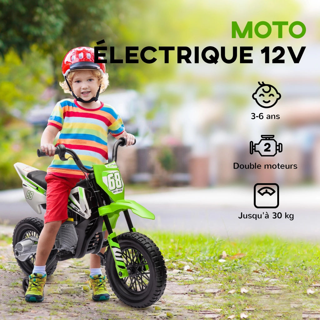 Moto Elettrica Bambini Cross 12V ¨C zephmum ¨C Verde