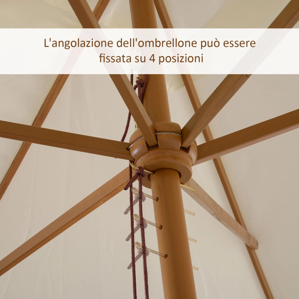 Ombrellone da Giardino 2x3 m Palo Ø38 mm in Legno Crema