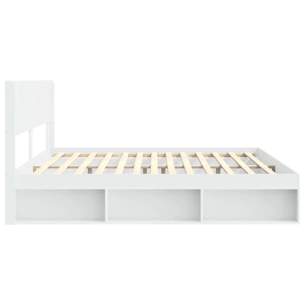 Struttura del letto con stoccaggio e testata Bianco