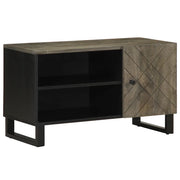 Mobile Porta TV Nero 80x33x46 cm in Legno Massello di Mango