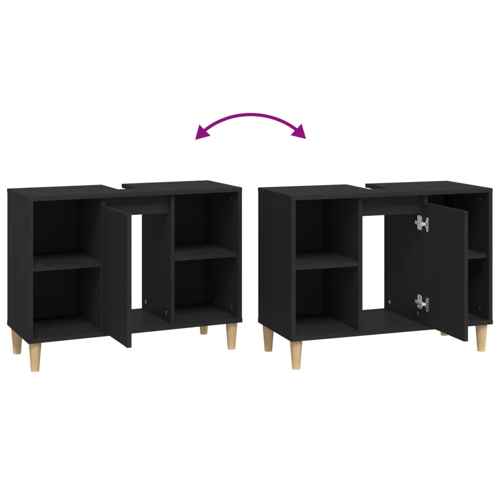 Mobile Lavabo | Armadio Lavabo Nero 80x33x60 cm in Legno Multistrato