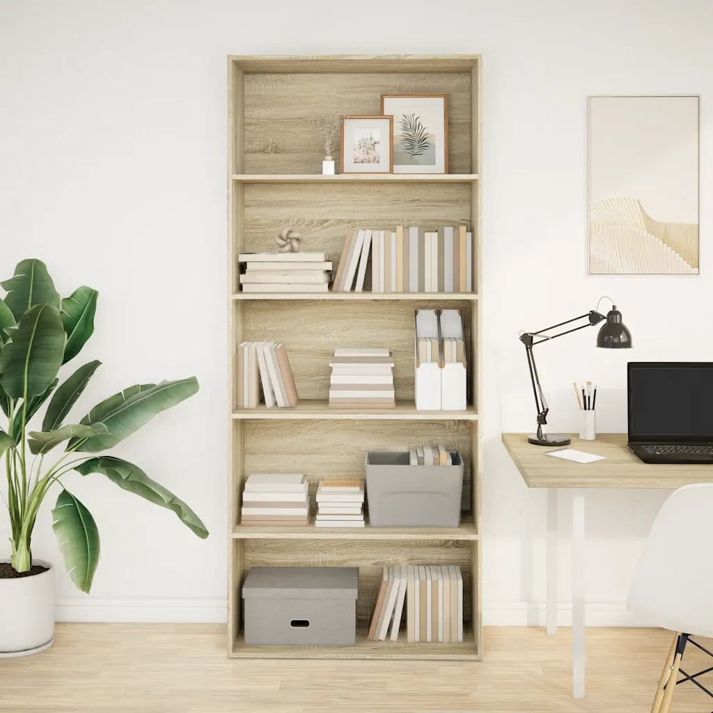Libreria-Scaffale per Libri-Mobile di Stoccaggio Rovere Sonoma 80x30x189 cm in Legno Multistrato