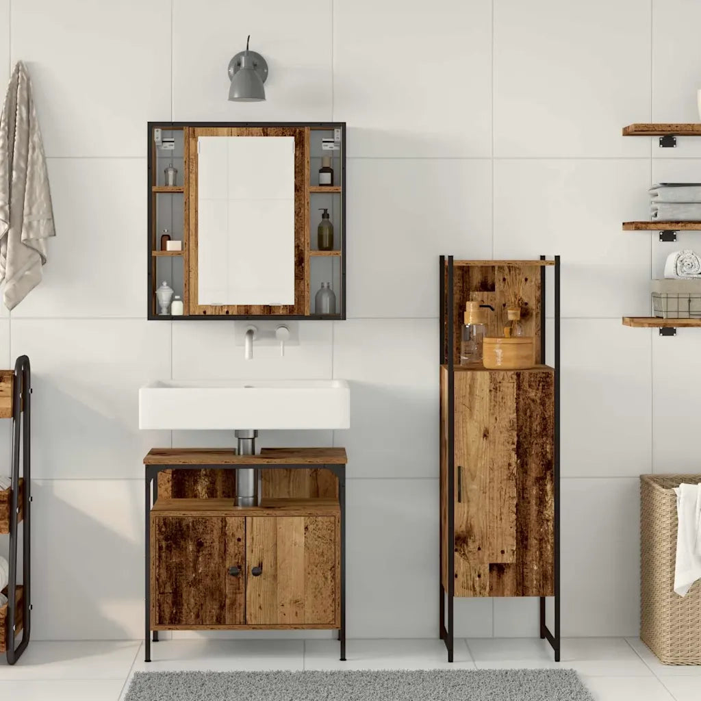 Set di mobili per il bagno 3 pcs Marrone Legno multistrato 3332563