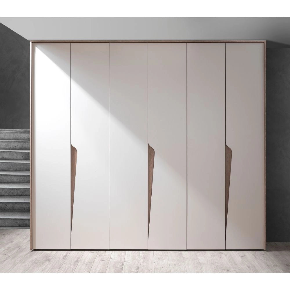 Camera da letto con letto contenitore Soleil colore cashmere e olmo biscotto